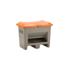 CEMO Streugutbehälter Plus3 200l mit Entnahmeöffnung und Staplertaschen grau orange