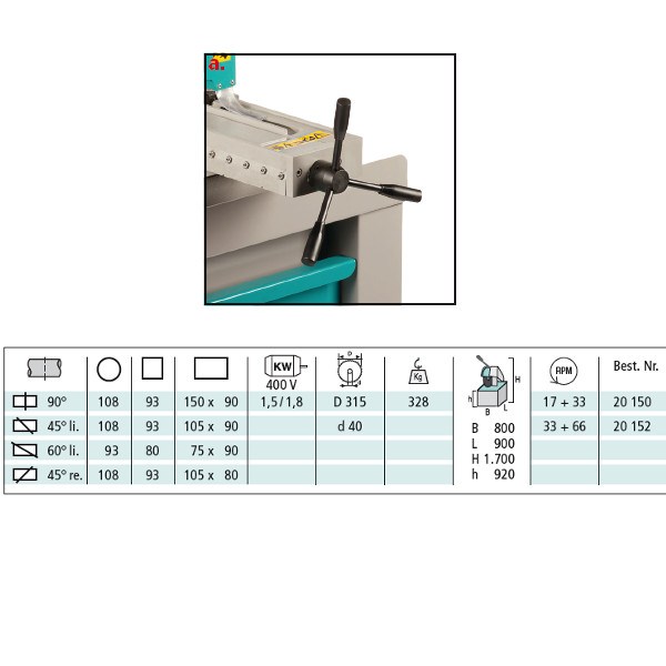 Berg und Schmid VKS 315 Manuell 17 + 33 Vertikalkreissäge 400 V
