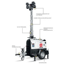 TRIME X-Eco 4 x 160 W LED Diesel Flutlicht inkl. Straßenfahrgestell